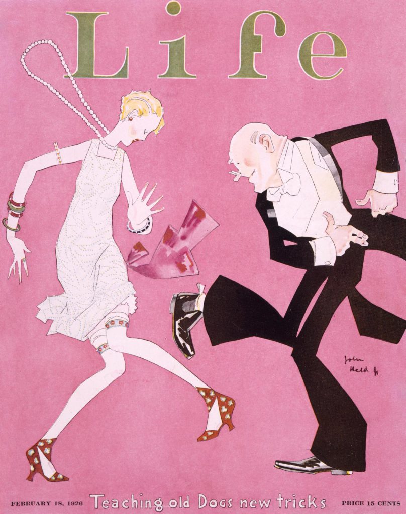 Flapper and escort on the cover of Life magazine (1926)